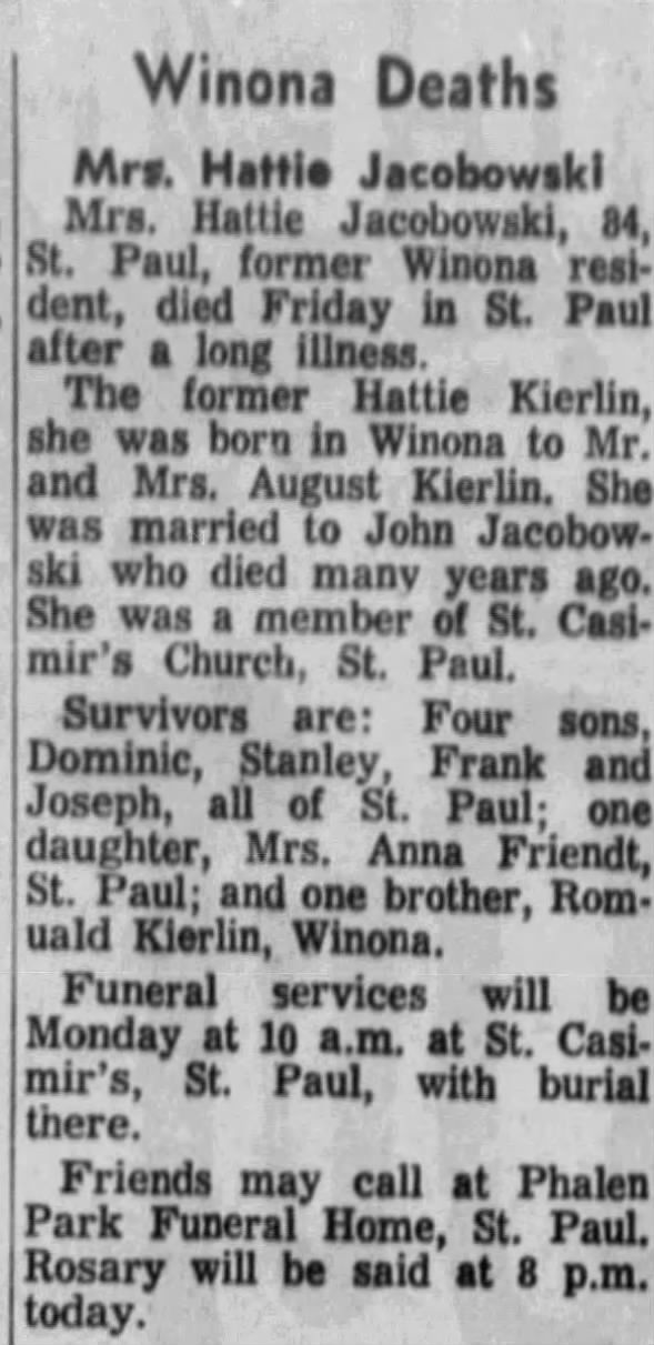 Obituary for Hatti Jacobowtkt (Aged 84)